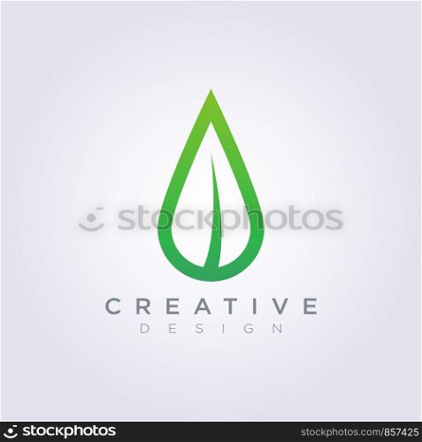 Leaf Water Drop Vector Illustration Design Clipart Symbol Logo Template.