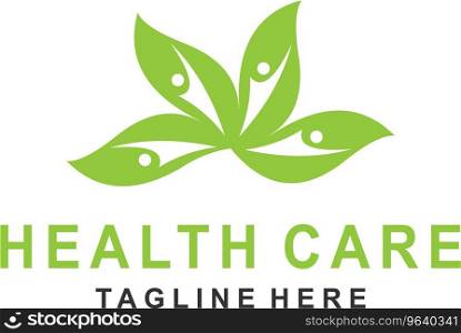 Leaf with people for medicalhealth logo design Vector Image