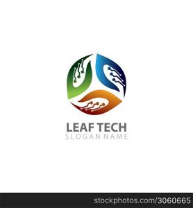 Leaf with Technology logo designs concept vector template design