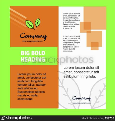 Leafs Company Brochure Title Page Design. Company profile, annual report, presentations, leaflet Vector Background