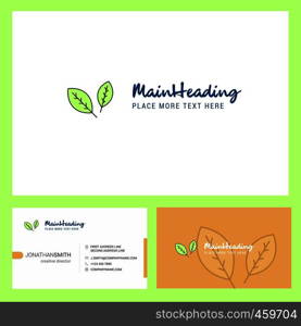 Leafs Logo design with Tagline & Front and Back Busienss Card Template. Vector Creative Design