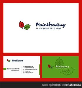 Leafs Logo design with Tagline & Front and Back Busienss Card Template. Vector Creative Design