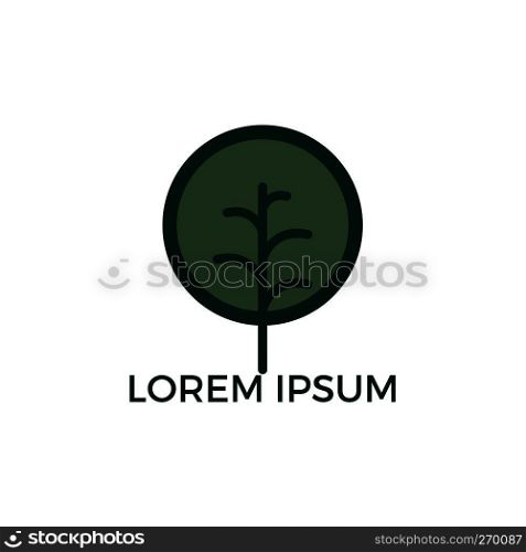 Leafy tree logo design. Minimalist green tree logo symbol.