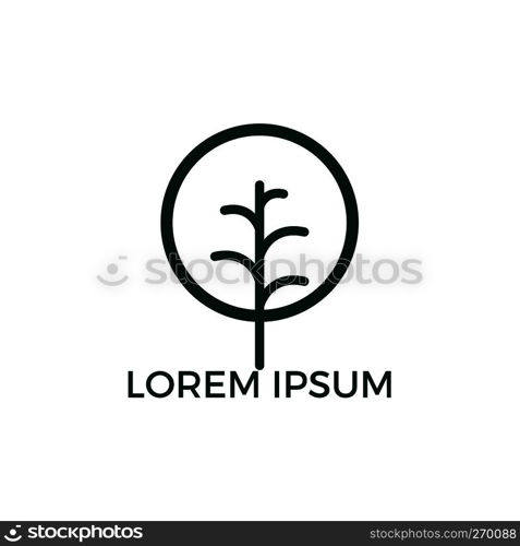 Leafy tree logo design. Minimalist green tree logo symbol.