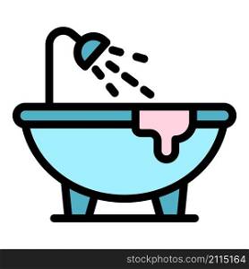 Leaking bathtub icon. Outline leaking bathtub vector icon color flat isolated. Leaking bathtub icon color outline vector