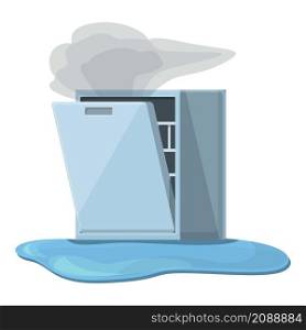 Leaking dishwasher appliance icon cartoon vector. Plumber service. Machine repair. Leaking dishwasher appliance icon cartoon vector. Plumber service