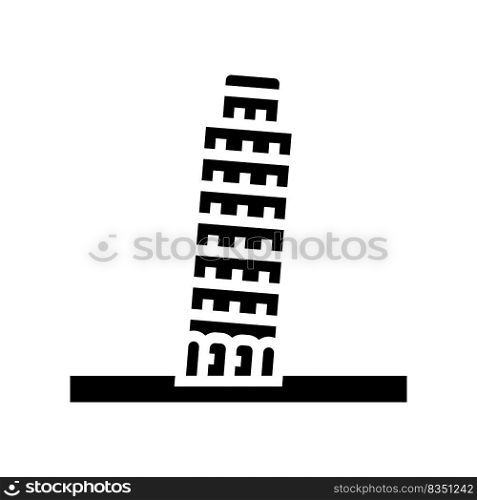 leaning tower of pisa glyph icon vector. leaning tower of pisa sign. isolated symbol illustration. leaning tower of pisa glyph icon vector illustration