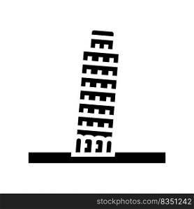leaning tower of pisa glyph icon vector. leaning tower of pisa sign. isolated symbol illustration. leaning tower of pisa glyph icon vector illustration