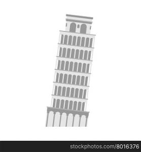 leaning tower of Pisa on a white background. Italy Landmark architecture.&#xA;