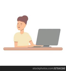 Learn coding icon cartoon vector. Computer education. Work child. Learn coding icon cartoon vector. Computer education