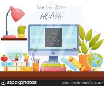 Learn from home. Remote learning concept. vector illustration.
