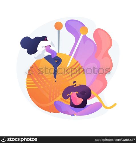 Learn how to knit abstract concept vector illustration. Positive self-statement practice, crocheting mental health benefits, relieve stress during the coronavirus pandemic abstract metaphor.. Learn how to knit abstract concept vector illustration.