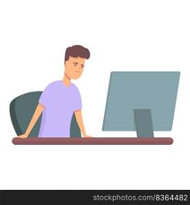 Learn online lesson icon cartoon vector. Child internet. Laptop class. Learn online lesson icon cartoon vector. Child internet
