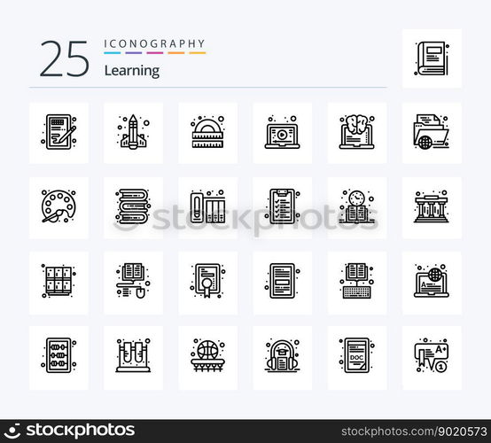 Learning 25 Line icon pack including tutorial. internet. learning. study. learning