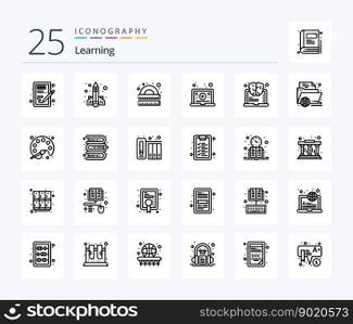 Learning 25 Line icon pack including tutorial. internet. learning. study. learning