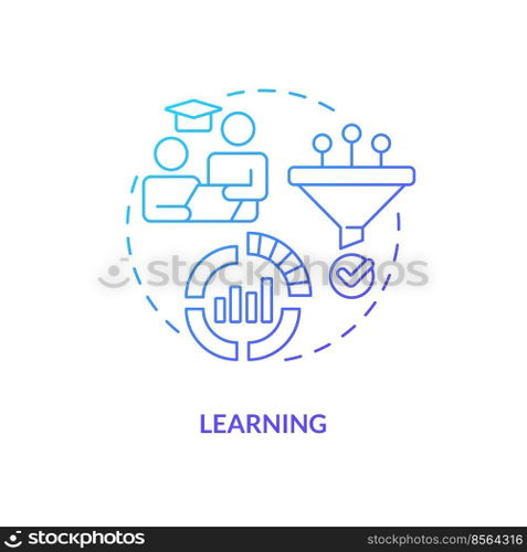 Learning blue gradient concept icon. Experience and knowledge. Model for crisis management steps abstract idea thin line illustration. Isolated outline drawing. Myriad Pro-Bold font used. Learning blue gradient concept icon