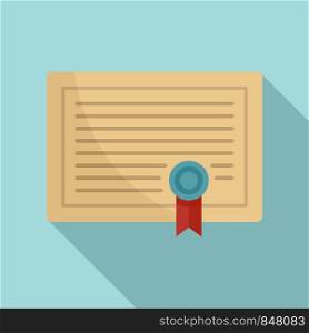Learning certificate icon. Flat illustration of learning certificate vector icon for web design. Learning certificate icon, flat style