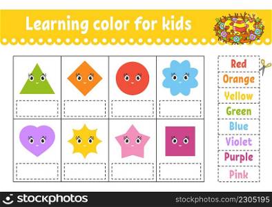 Learning color for kids. Education developing worksheet. Activity page with color pictures. Riddle for children. Isolated vector illustration. Funny character. Easter theme.
