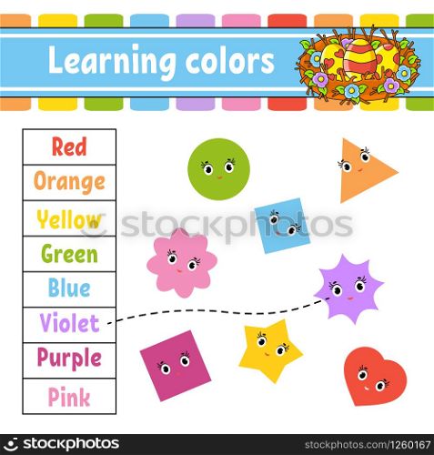 Learning colors. Education developing worksheet. Easter nest. Activity page with pictures. Game for children. Isolated vector illustration. Funny character. Cartoon style.