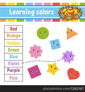 Learning colors. Education developing worksheet. Easter nest. Activity page with pictures. Game for children. Isolated vector illustration. Funny character. Cartoon style.