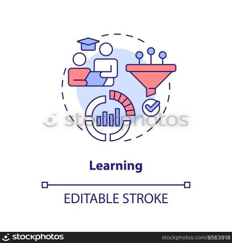 Learning concept icon. Experience and knowledge. Model for crisis management steps abstract idea thin line illustration. Isolated outline drawing. Editable stroke. Arial, Myriad Pro-Bold fonts used. Learning concept icon
