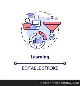Learning concept icon. Experience and knowledge. Model for crisis management steps abstract idea thin line illustration. Isolated outline drawing. Editable stroke. Arial, Myriad Pro-Bold fonts used. Learning concept icon