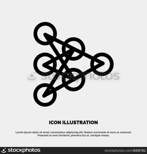 Learning, Deep, Algorithm, Data Line Icon Vector