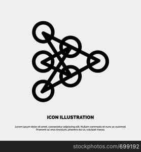 Learning, Deep, Algorithm, Data Line Icon Vector