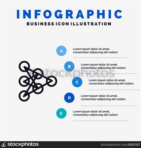 Learning, Deep, Algorithm, Data Line icon with 5 steps presentation infographics Background