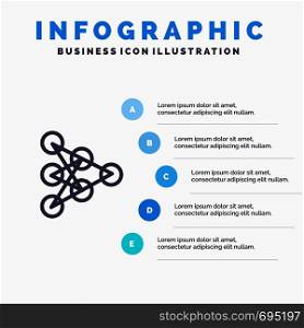 Learning, Deep, Algorithm, Data Line icon with 5 steps presentation infographics Background