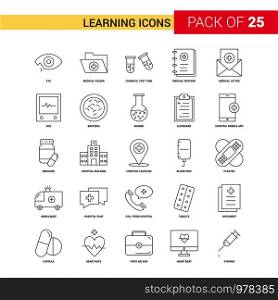 Learning icons Black Line Icon - 25 Business Outline Icon Set