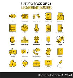 Learning icons Icon Set. Yellow Futuro Latest Design icon Pack