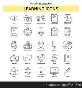 Learning icons Line Icon Set - 25 Dashed Outline Style