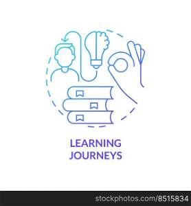 Learning journeys blue gradient concept icon. Method for learning experience abstract idea thin line illustration. Acquiring knowledge. Isolated outline drawing. Myriad Pro-Bold font used. Learning journeys blue gradient concept icon