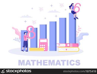 Learning Mathematics of Education and Knowledge Background Cartoon Vector Illustration. Science, Technology, Engineering, Formula or Basic Math