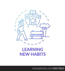 Learning new habits concept icon. Fighting procrastination idea thin line illustration. Habits building. Enhancing motivation. Physical and mental health. Vector isolated outline RGB color drawing. Learning new habits concept icon