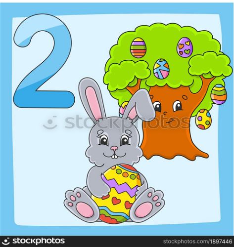 Learning numbers. Game for kids. Color activity page. Flashcard for children and preschool. Vector illustration. Cartoon style.