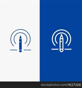 Learning, Pencil, Education, Tools Line and Glyph Solid icon Blue banner