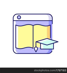 Learning platforms RGB color icon. Website for students and teachers. Online course platform. E-learning site. Enhance educational management. Isolated vector illustration. Simple filled line drawing. Learning platforms RGB color icon