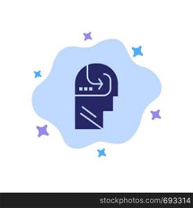 Learning, Skill, Mind, Head Blue Icon on Abstract Cloud Background