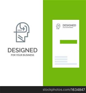 Learning, Skill, Mind, Head Grey Logo Design and Business Card Template