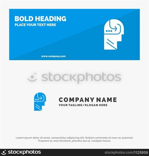 Learning, Skill, Mind, Head SOlid Icon Website Banner and Business Logo Template