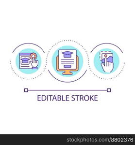 Learning system interface loop concept icon. User interface customization. Elearning abstract idea thin line illustration. Isolated outline drawing. Editable stroke. Arial font used. Learning system interface loop concept icon