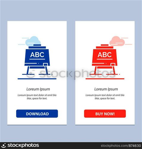 Learning, Teacher, Abc, Board Blue and Red Download and Buy Now web Widget Card Template