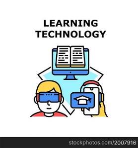 Learning technology school training. internet book. student knowledge. library learn course. science study learning technology vector concept color illustration. Learning technology icon vector illustration