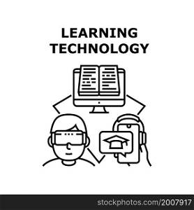 Learning technology school training. internet book. student knowledge. library learn course. science study learning technology vector concept black illustration. Learning technology icon vector illustration