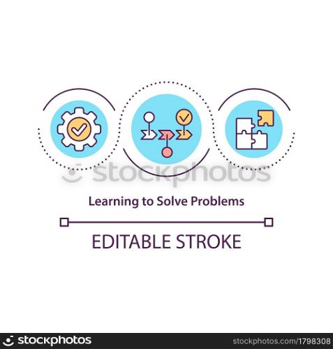 Learning to solve problems concept icon. Decision making process. Gathering information. Skills development abstract idea thin line illustration. Vector isolated outline color drawing. Editable stroke. Learning to solve problems concept icon