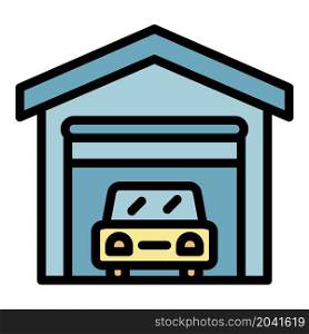 Lease car garage icon. Outline lease car garage vector icon color flat isolated. Lease car garage icon color outline vector
