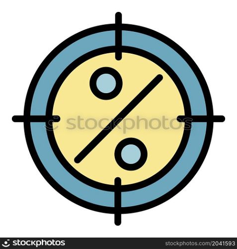 Lease low percent target icon. Outline lease low percent target vector icon color flat isolated. Lease low percent target icon color outline vector