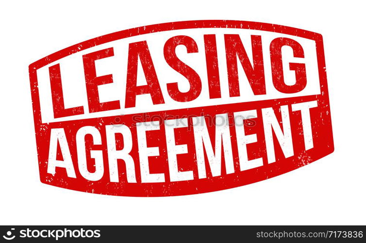 Leasing agreement sign or stamp on white background, vector illustration